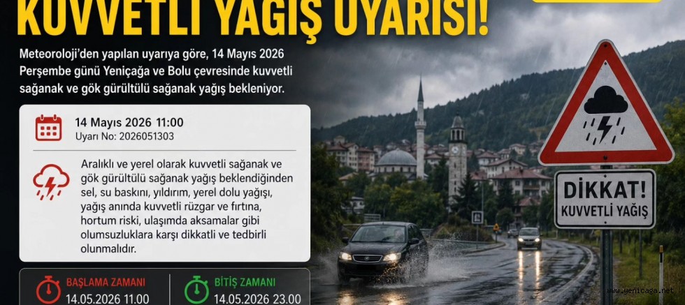  YENİÇAĞA VE BOLU İÇİN KUVVETLİ YAĞIŞ UYARISI